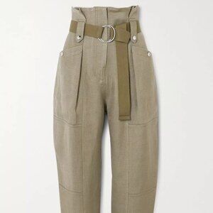 IRO Mohon Belted Army Green Cotton-Canvas Tapered Pants